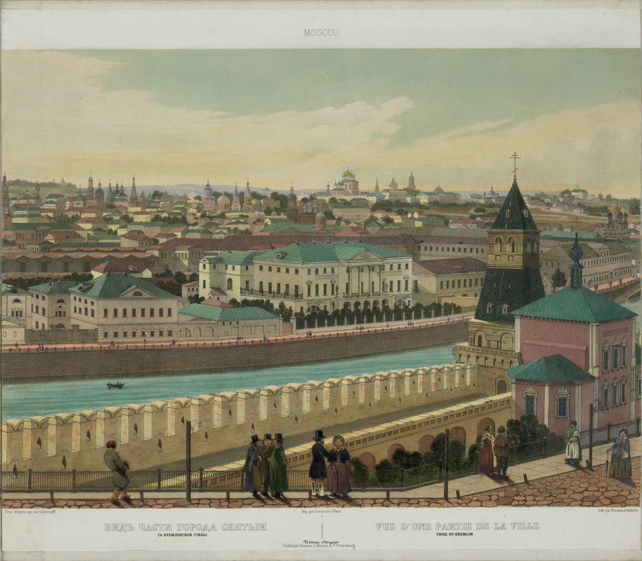 Pohled na Zamoskvorechye od kremelské zdi z panoramatického pohledu na Moskvu v 10 částech, cca 1848 od Philippe Benoist