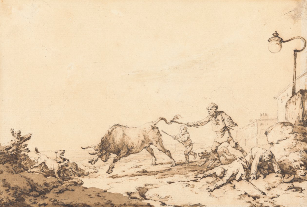 Nabíjení býka od Philippe Jacques de Loutherbourg
