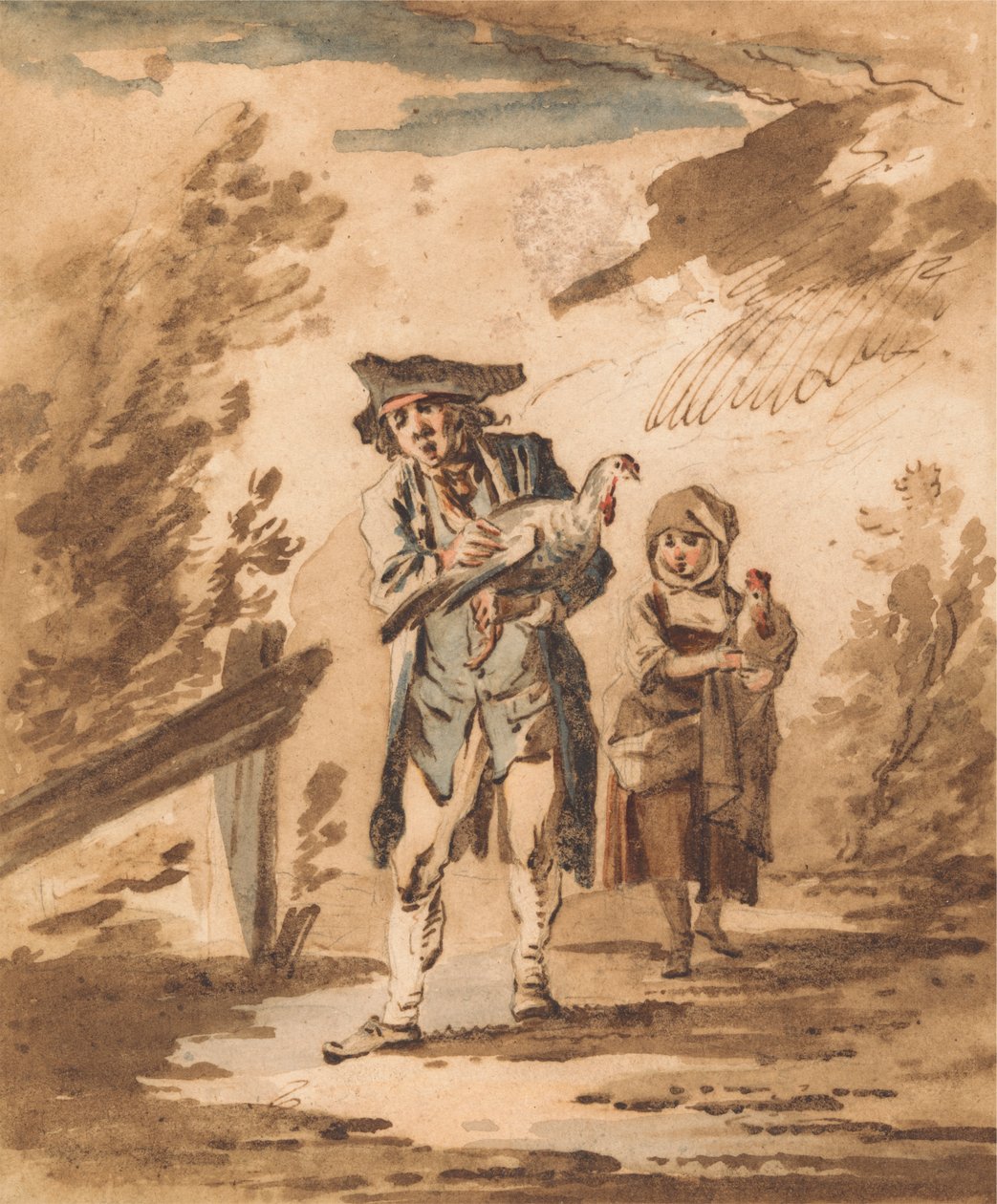 Rustikální s drůbeží vracející se z trhu od Philippe Jacques de Loutherbourg