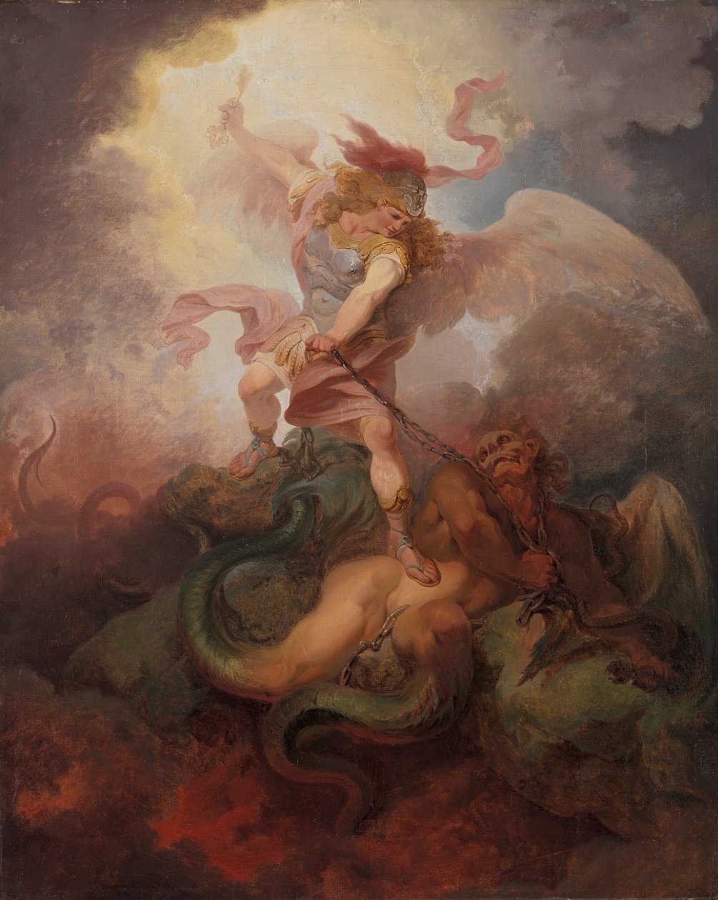 Anděl svazující Satana od Philippe Jacques de Loutherbourg
