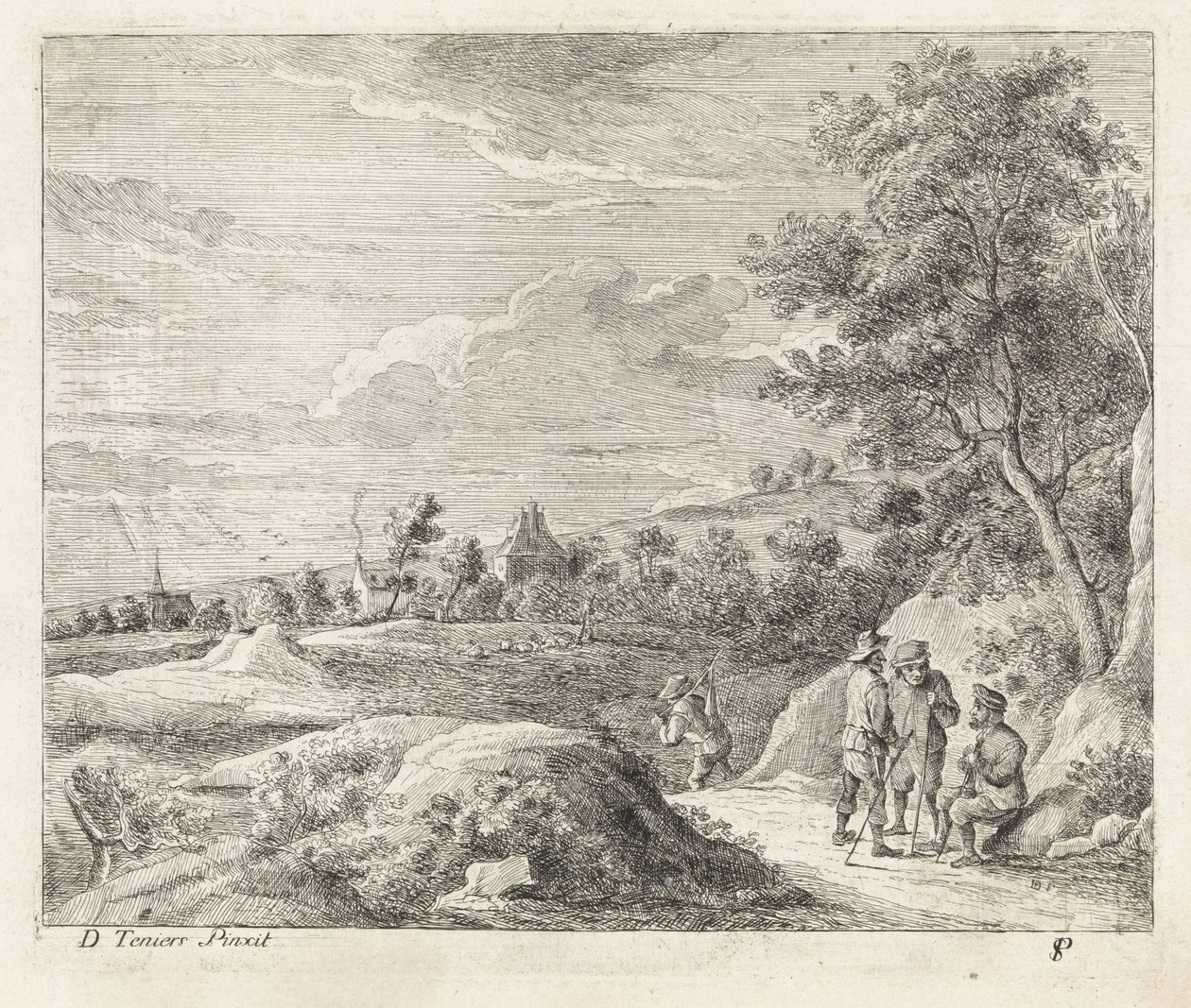 Krajina se čtyřmi turisty od Philippe Lambert Joseph Spruyt