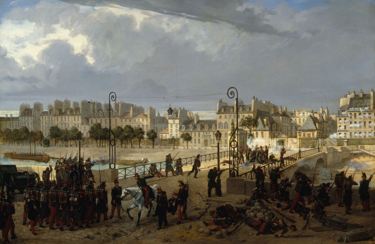 Vzpoura na arcibiskupském mostě, 1849 (olej na plátně) od Philippe Marie Chaperon