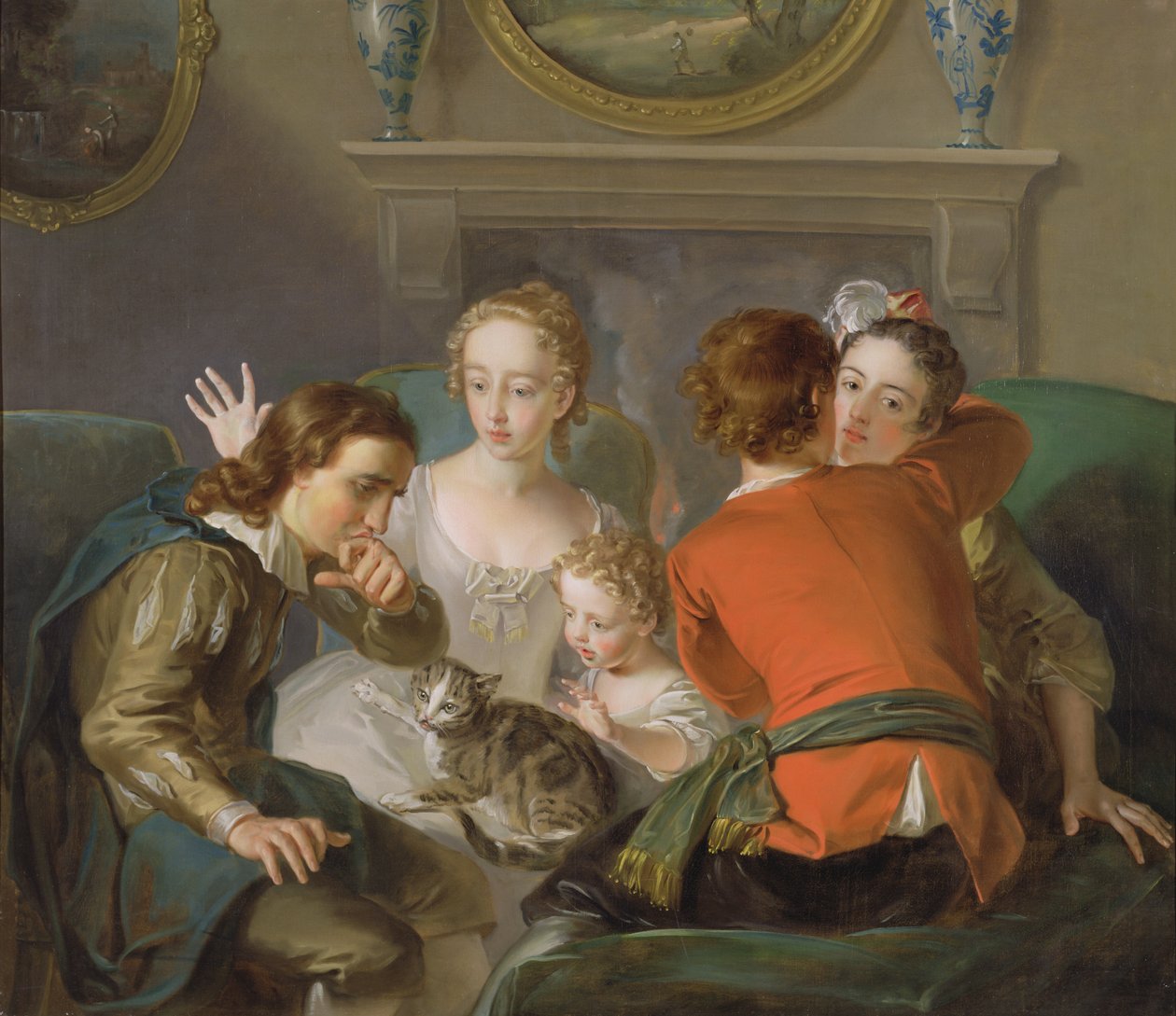 The Sense of Touch, c.1744-47 (olej na plátně) (viz také 129301 & 129302) od Philippe Mercier