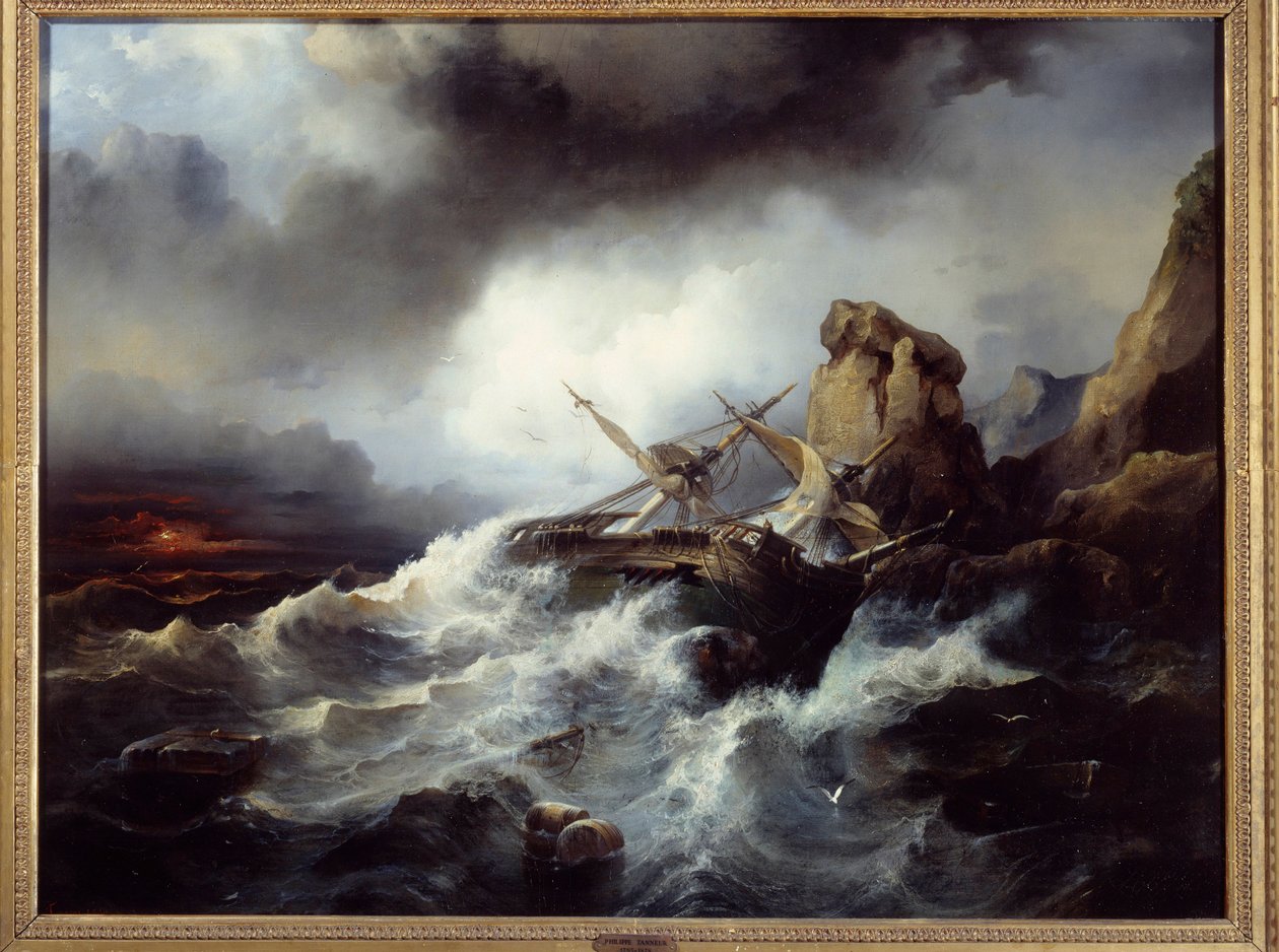 Scéna ztroskotání Malba Philippe Tanneura (1795-1878) 1850 Brest, Musee des Beaux Arts od Philippe Tanneur