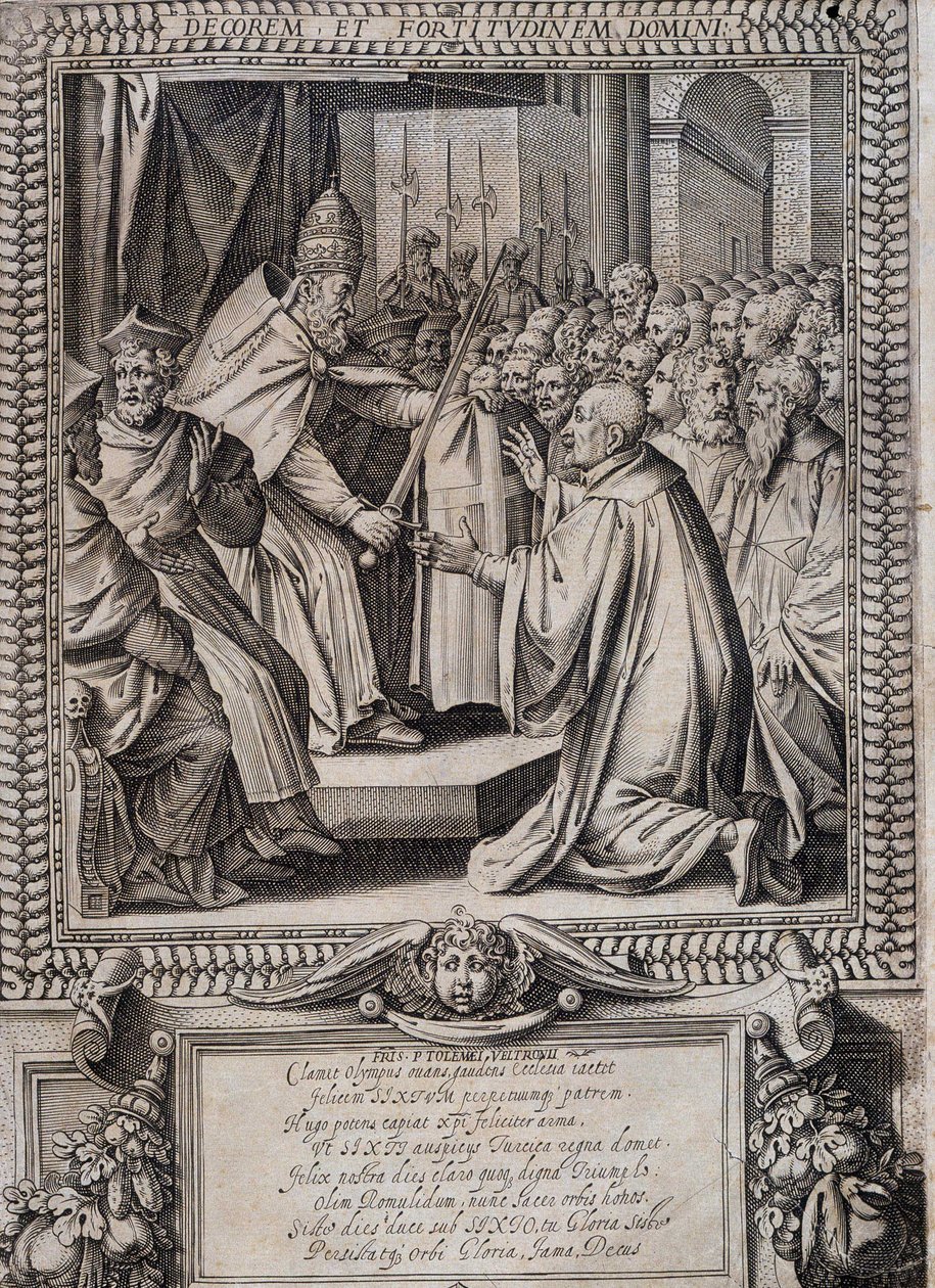 Rada stanov Maltézského řádu „“ Statuta Hospitalis Hervsalem ““ (obměkčení rytíře papežem), Philippe Thomassin, konec 16. století od Philippe Thomassin