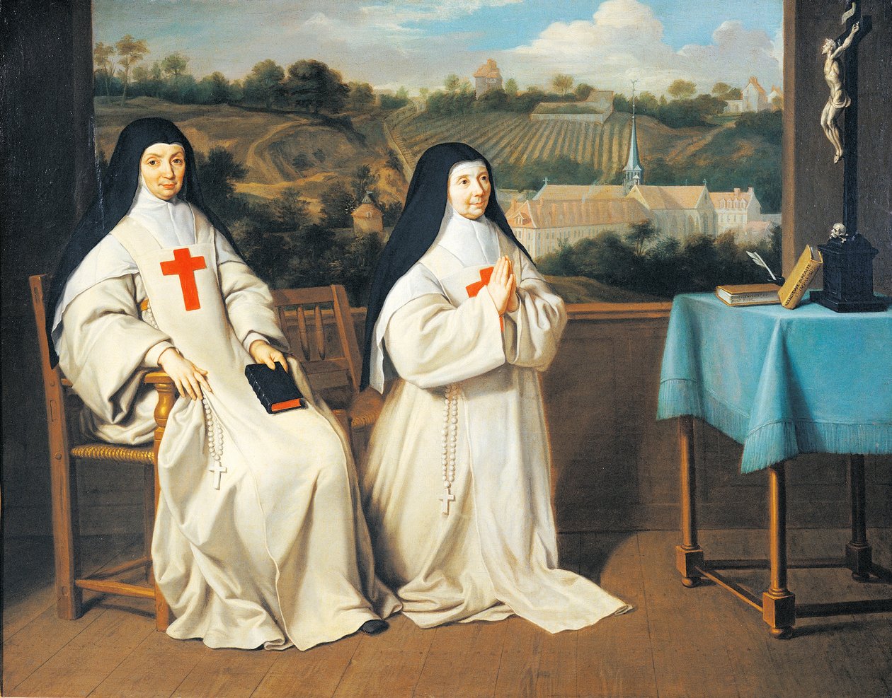 Portrét sestry matky Marie-Angelique Arnauldové a matky Agnes před opatstvím Port-Royal des Champes, připisovaný Philippe de Champaigne (1602-1670). od Philippe de (attr. to) Champaigne