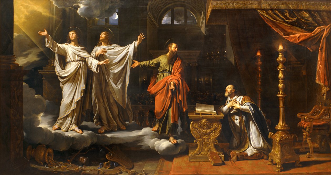 Zjevení svaté Gervaisy a svatého Protase svatému Ambrožovi... od Philippe de Champaigne