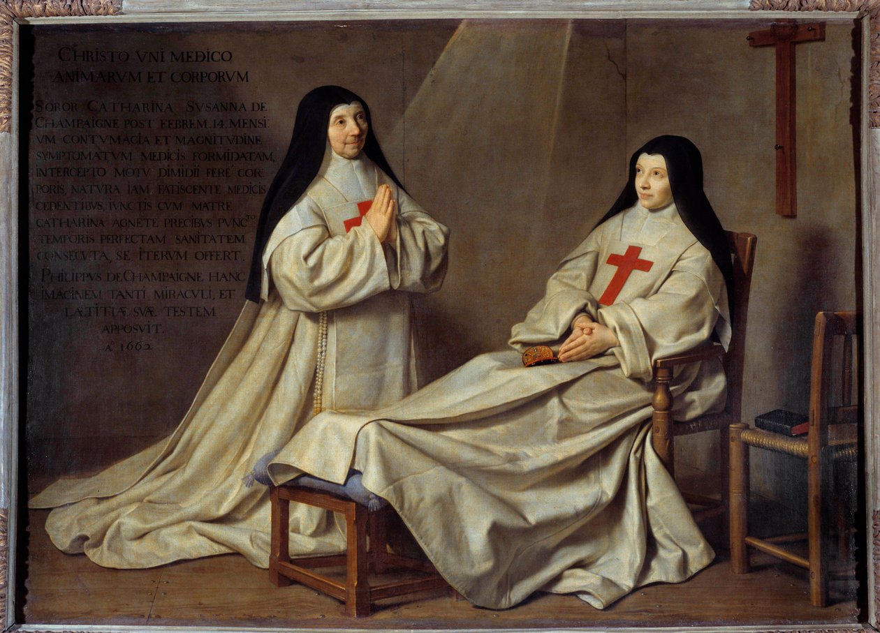 Jansenismus: „“ Portrét matky Kateřiny Agnes Arnauld (1593-1671) a sestry Catherine de Sainte Suzanne Champaigne (1636-1686), dcery umělce“““ Matka Kateřina-Agnes ze Saint-Paul zvaná Agnes Arnauld byla abatyší opatství Port Roya od Philippe de Champaigne