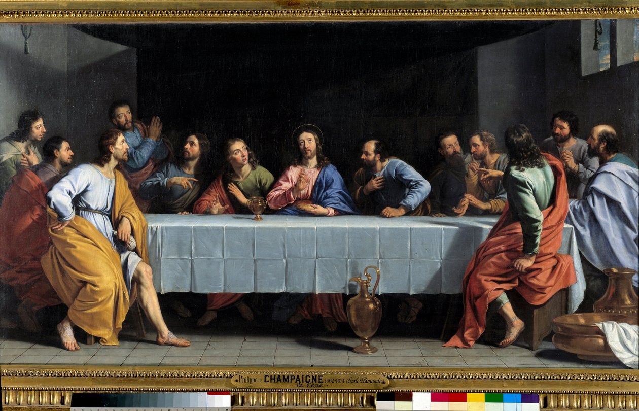 Poslední večeře říká „La petite cene““ Obraz od Philippa de Champaigne (1602-1674). Rozměr 0,80 x 1,49 m Paříž. Muzeum Louvre od Philippe de Champaigne
