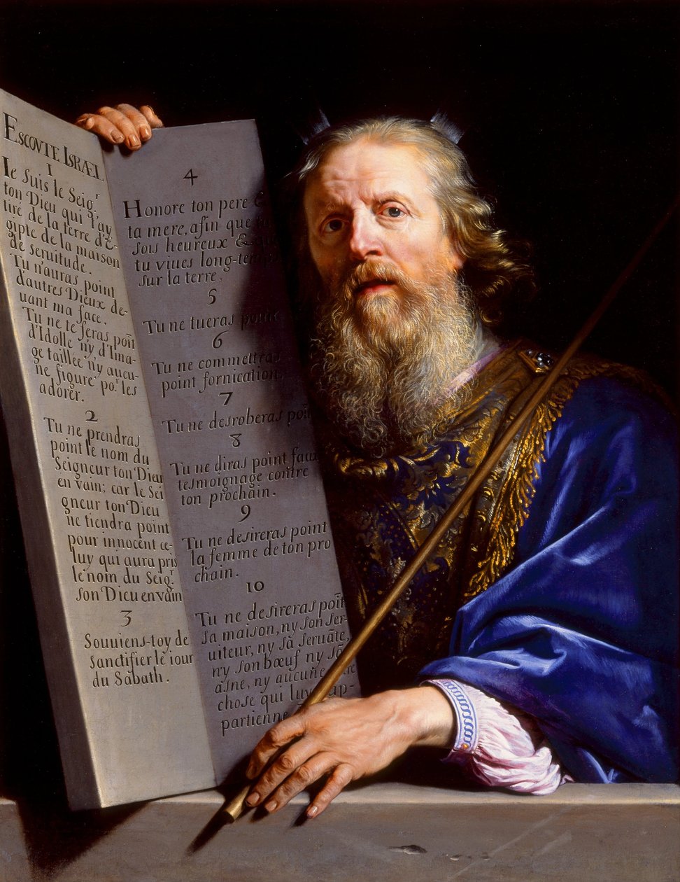 Mojžíš předává desky zákona od Philippe de Champaigne