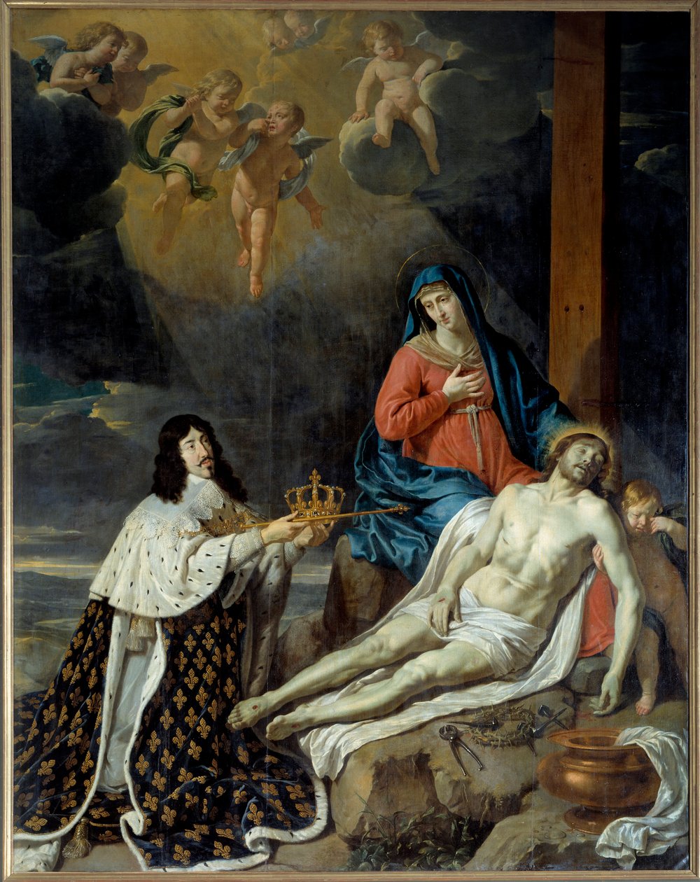 Slib Ludvíka XIII. Panně (s mrtvým Kristem). Obraz Philippe De Champaigne (1602-1674) od Philippe de Champaigne