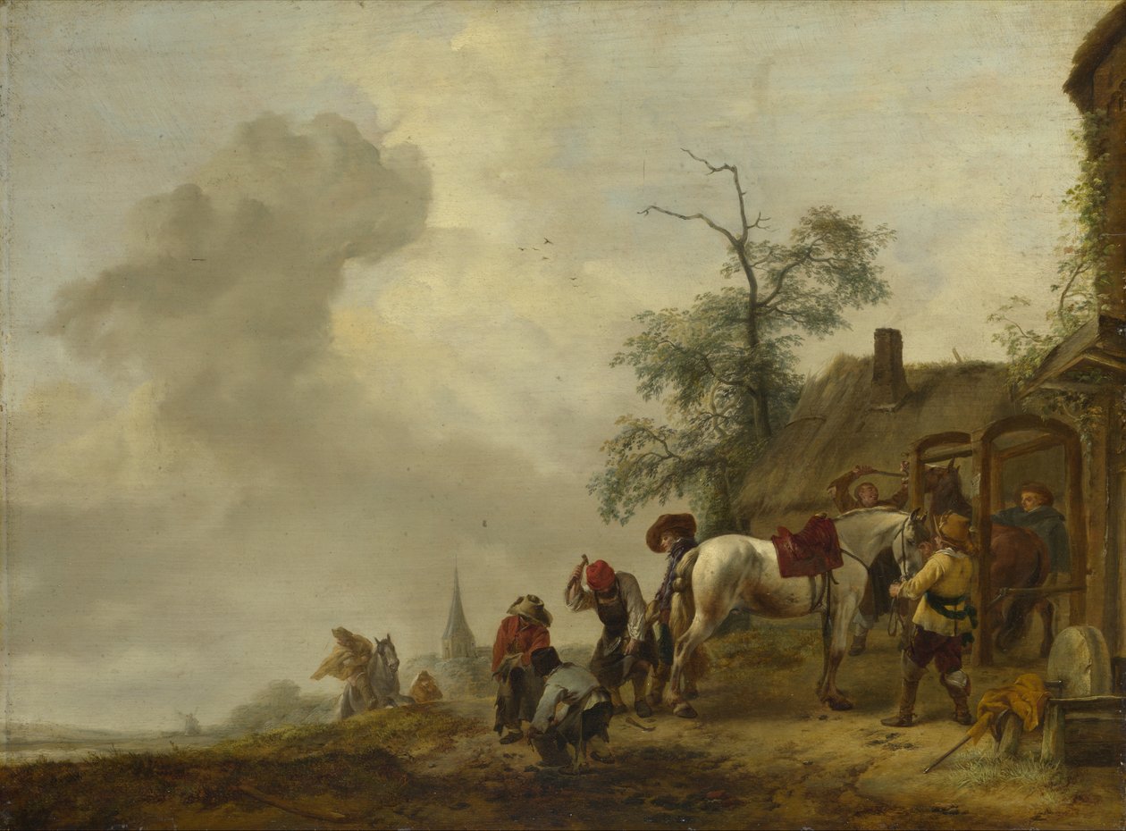 Kůň, který je Shod mimo vesnickou kovárnu od Philips Wouwerman
