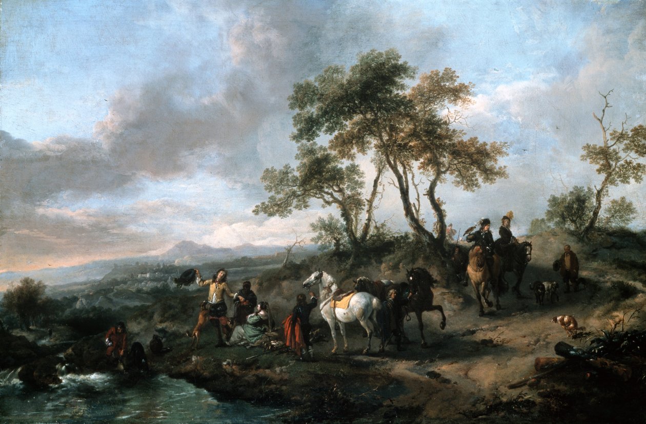 Zastavení lovecké party od Philips Wouwerman