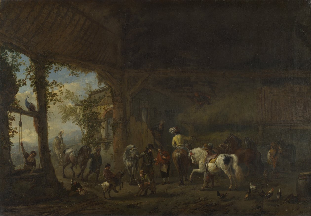 Interiér stáje od Philips Wouwerman