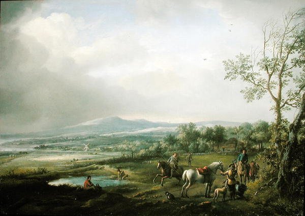 Hawking Party v rozsáhlé krajině od Philips Wouwerman
