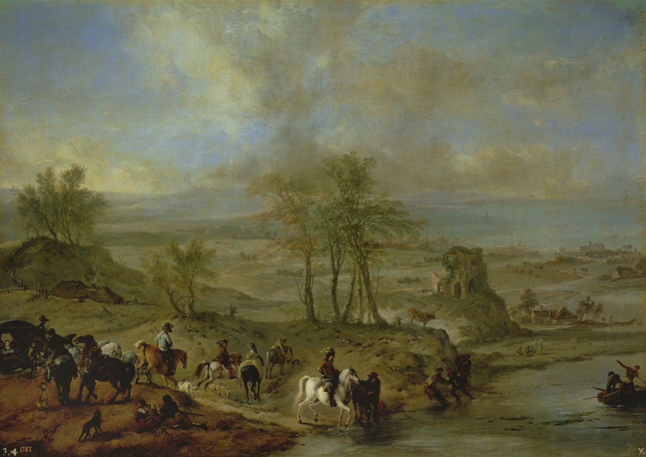 Odjezd na lov a rybaření v řece od Philips Wouwerman