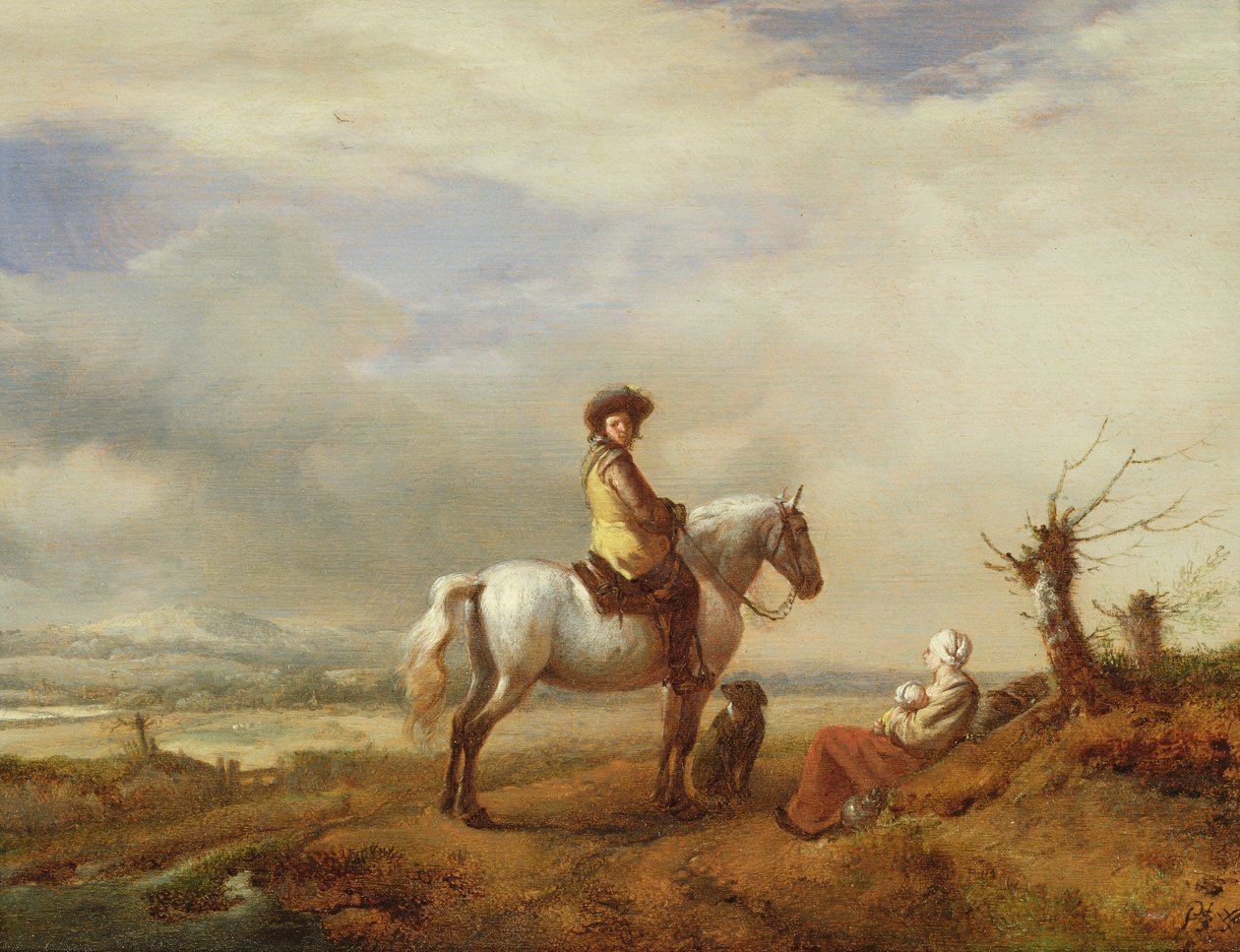 Muž na koni se ženou a dítětem od Philips Wouwerman