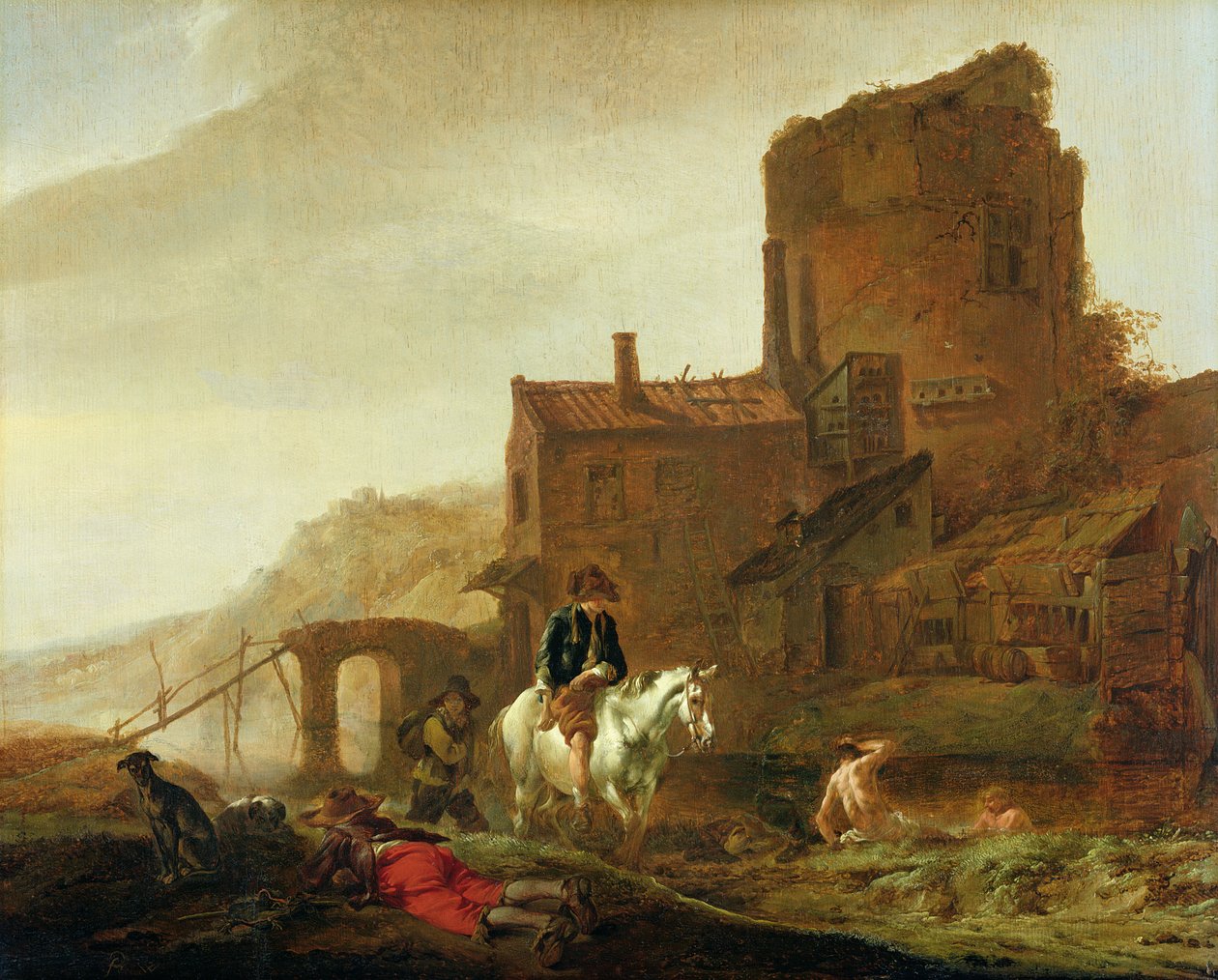 Jezdec a koupající se od Philips Wouwerman