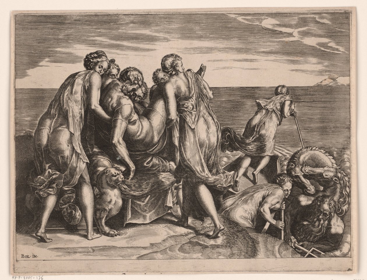 Fajáci nesou spícího Odyssea na Ithaku od Philips Galle (attributed to)