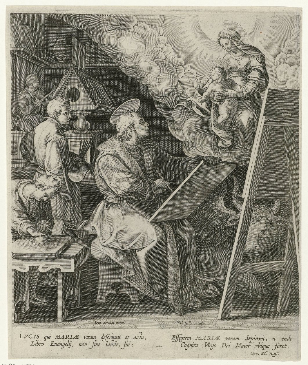 Svatý Lukáš maluje Marii s dítětem od Philips Galle (attributed to workshop of)