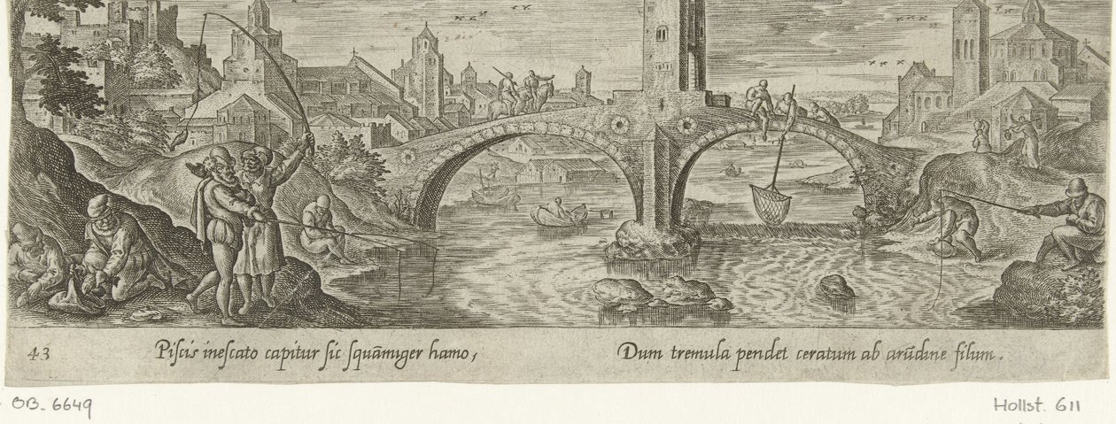 Hengelsport Jacht en visvangst (název série) Lov, rybolov a typy lovu (název série) od Philips Galle (attributed to workshop of)