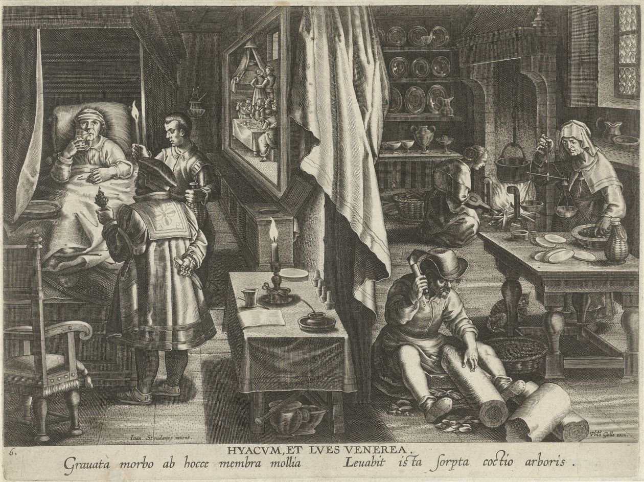 Lék proti syfilis od Philips Galle (attributed to workshop of)