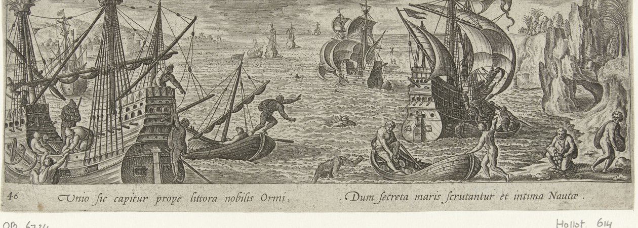 Oestervangst Jacht en visvangst (název série) Lov, rybolov a typy lovu (název série) od Philips Galle (attributed to workshop of)