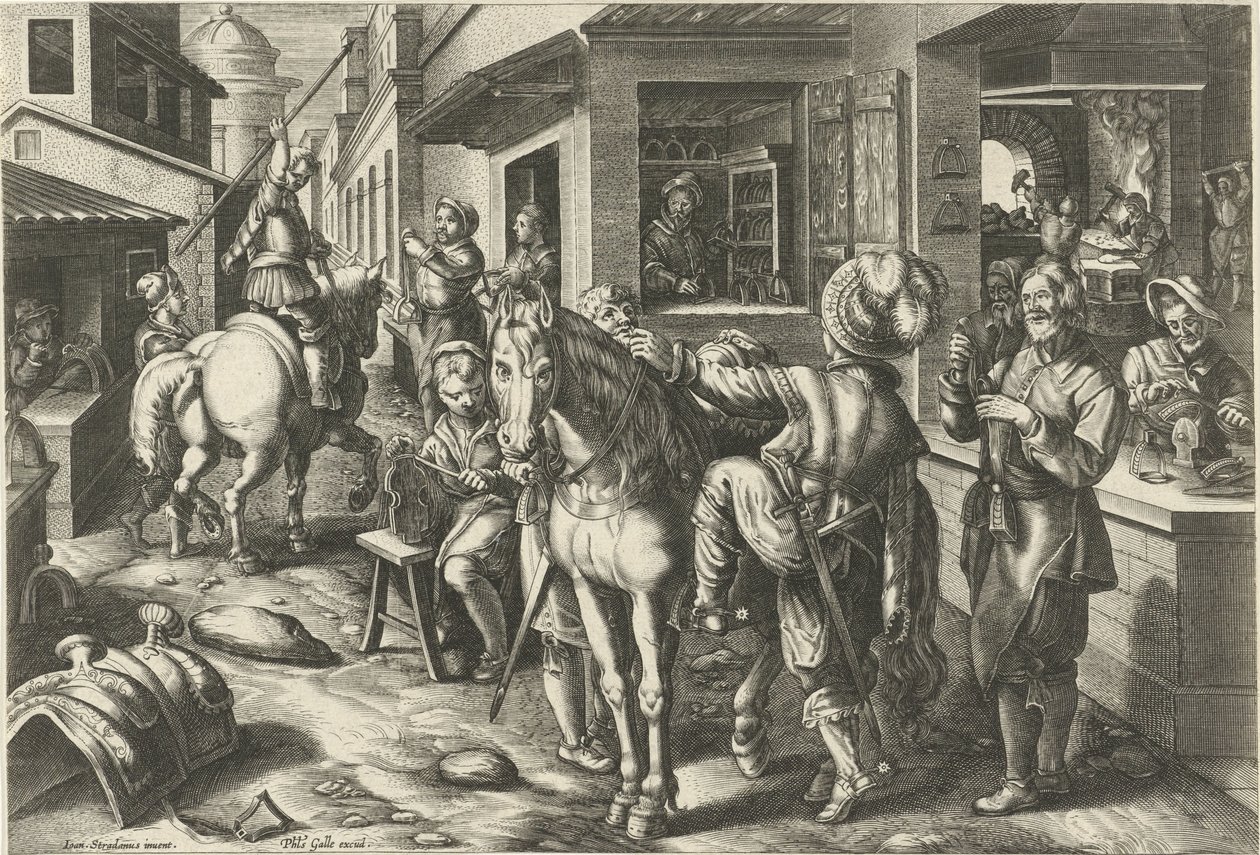 Třmeny Nové vynálezy a objevy (název série) Nova Reperta (název seriálu) od Philips Galle (attributed to workshop of)