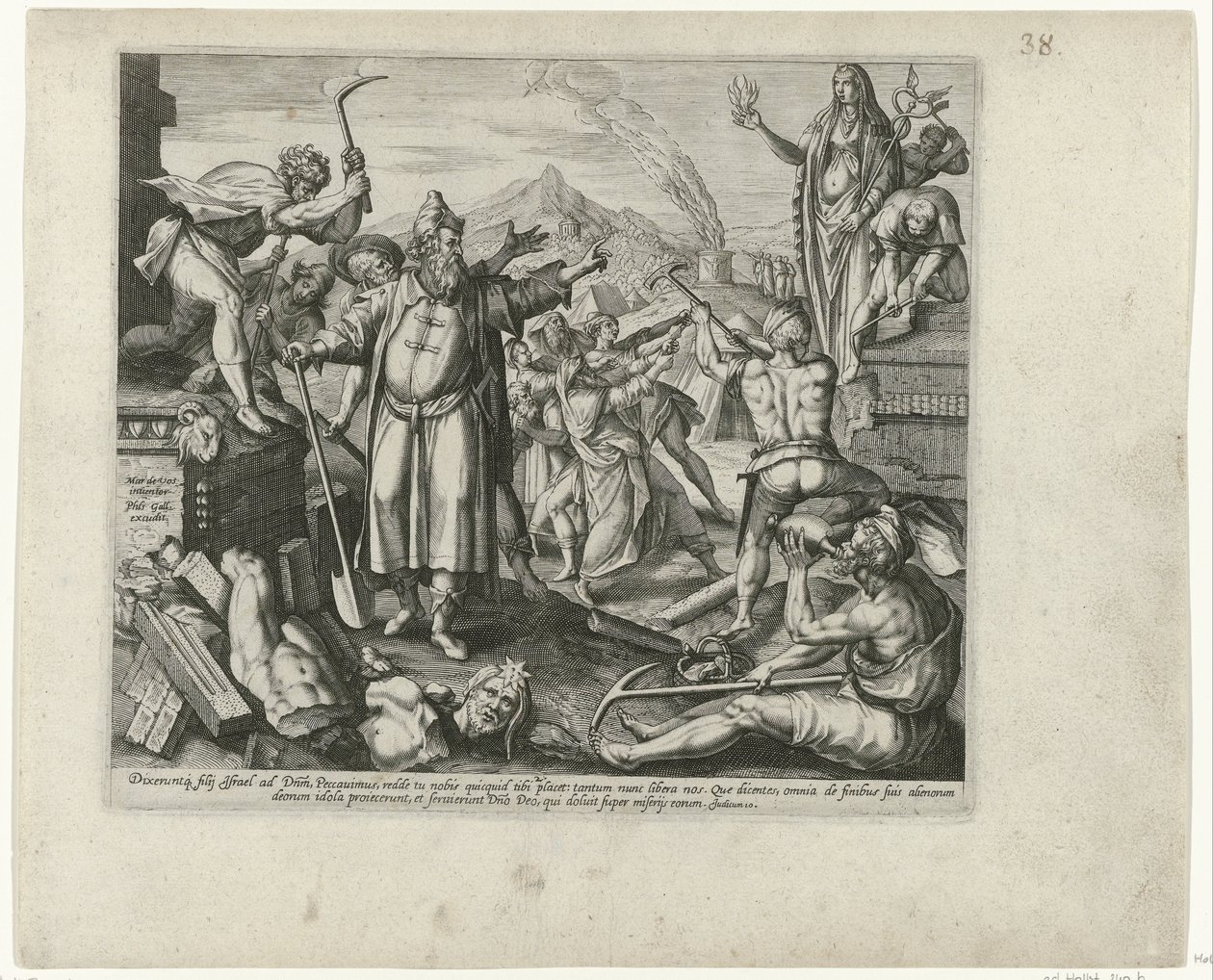 Vernietiging van de afgodsbeelden van Baal Boetedoening en berouw in het Oude Testament en het Nieuwe Testament (název série) Typ božské shovívavosti a milosrdenství vůči těm, jejichž přestoupení lituje z celého srdce a obrací se k Bohu od Philips Galle (attributed to workshop of)