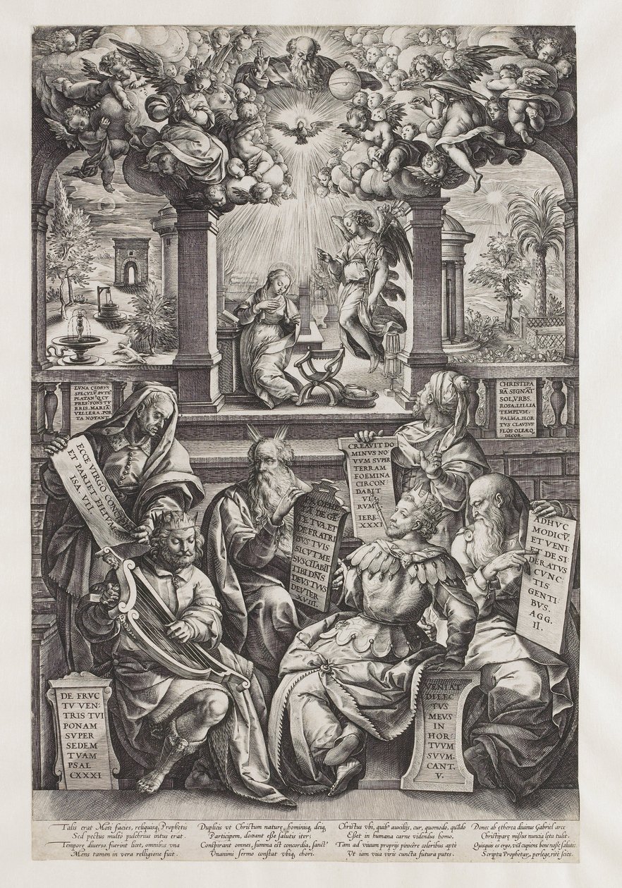 Šest proroků a Zvěstování Marii od Philips Galle (workshop of)
