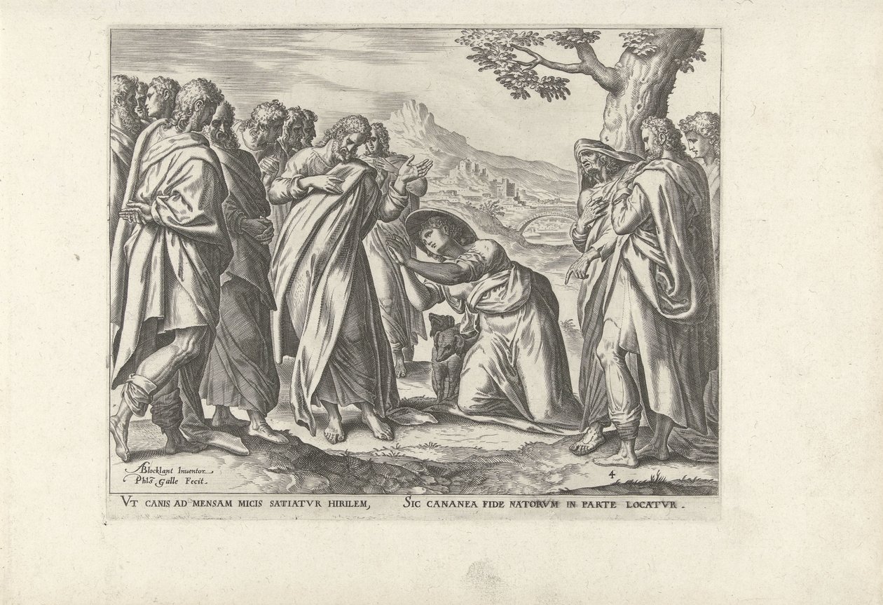 Kristus a kananejská žena Šest scén s Kristem a ženami z evangelií (název série) od Philips Galle