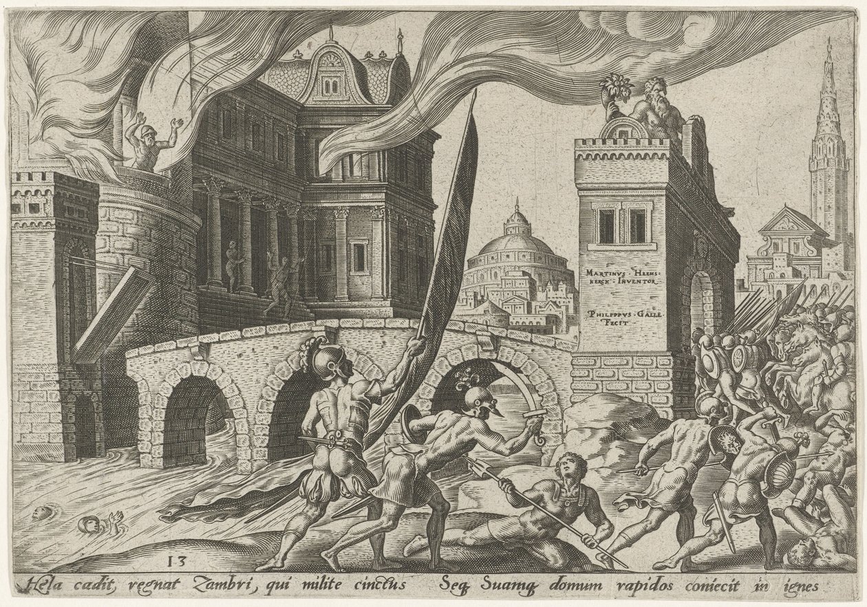 Dobytí Tirzy The Days of Doom of the Jewish People (název série) od Philips Galle