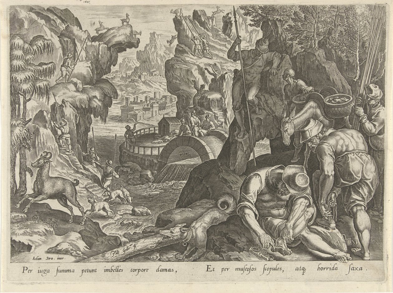 Jacht op gemzen Jachttaferelen (název série) Ve kterém každý druh lovu, drůbeže a rybaření (název série) od Philips Galle