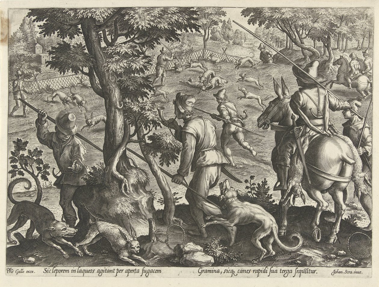 Jacht op hazen Jachttaferelen (název série) Ve kterém každý druh lovu, drůbeže a rybaření (název série) od Philips Galle