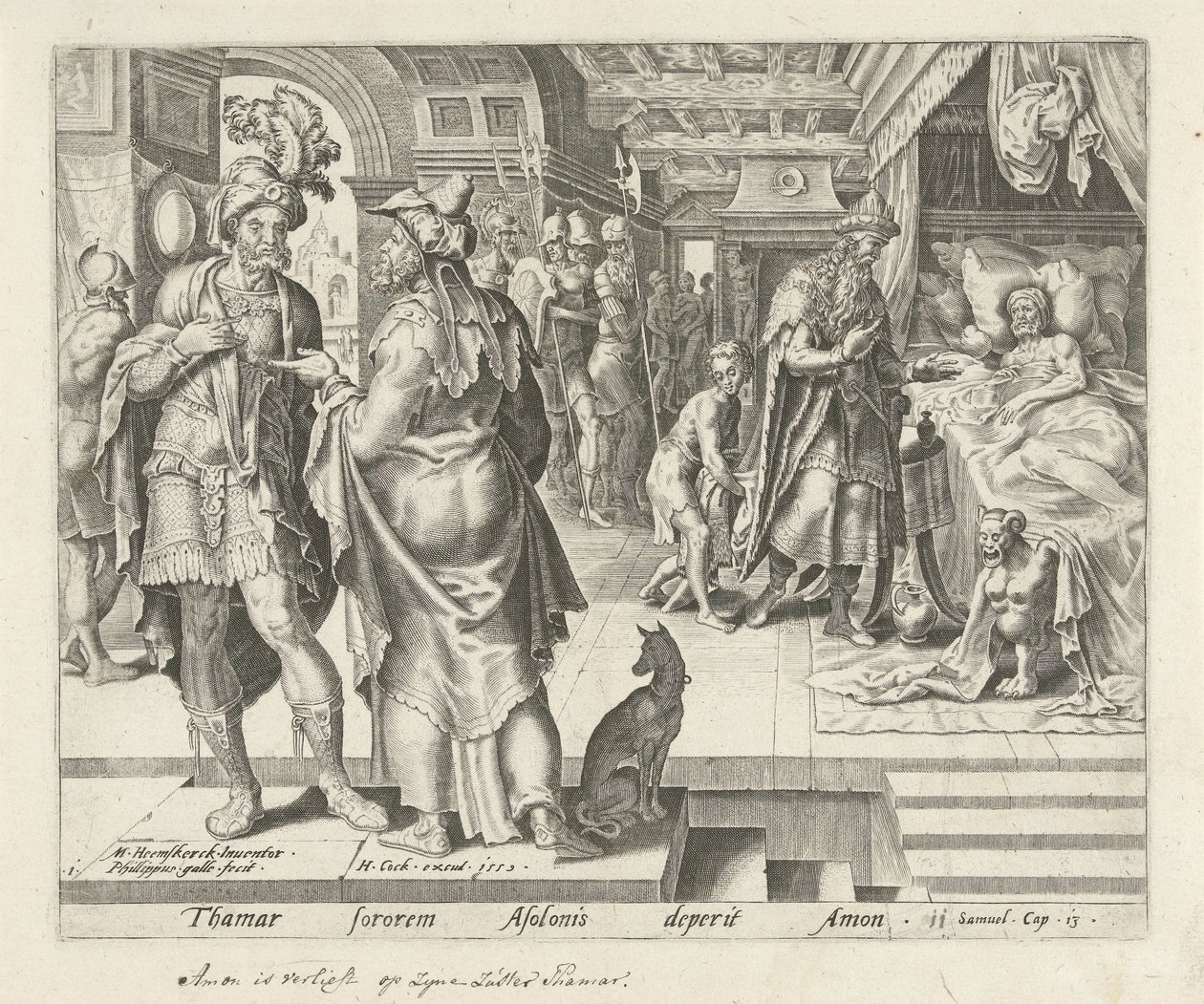 Jonadab radí Amnonovi Historie Tamar a Amnon (název série) od Philips Galle