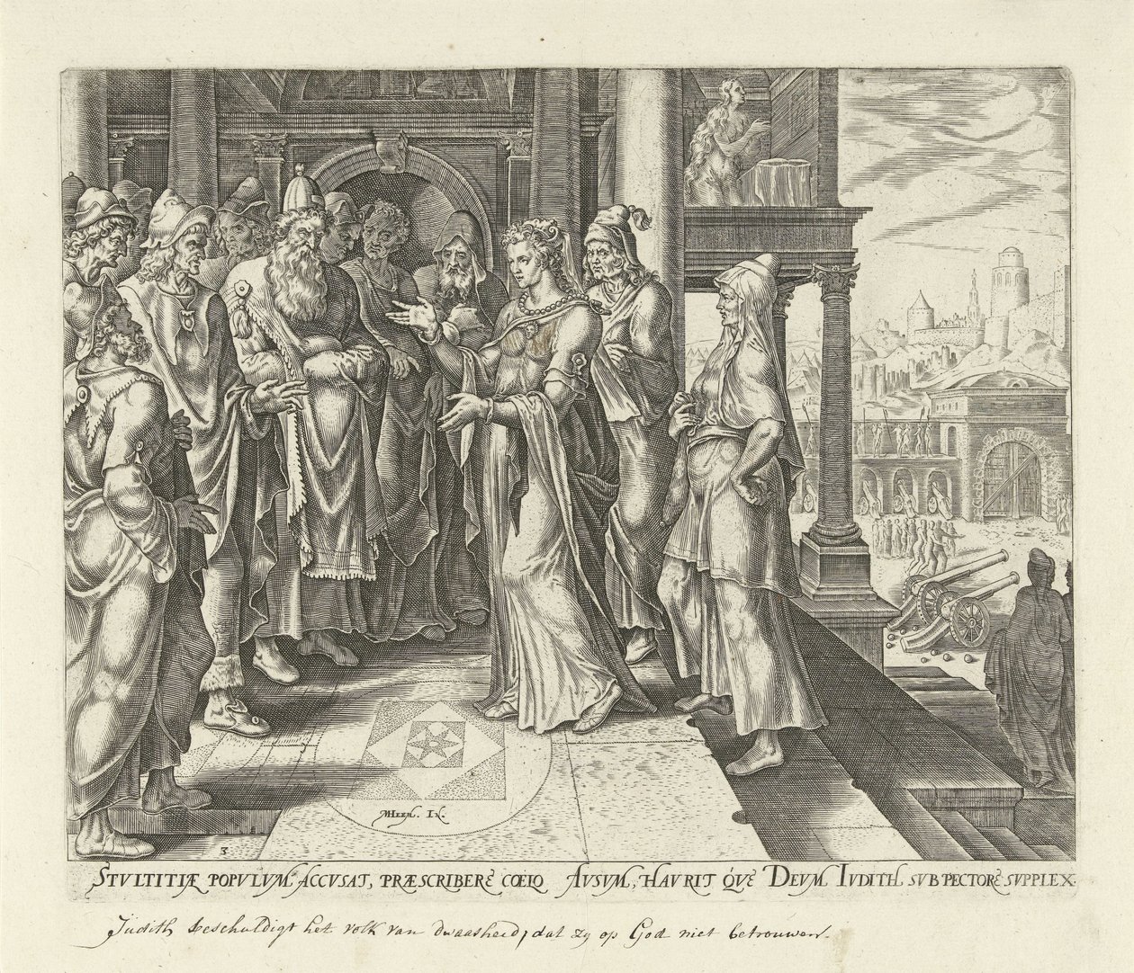 Judit napomíná správce Betulie Historie Judit a Holofernes (název série) od Philips Galle
