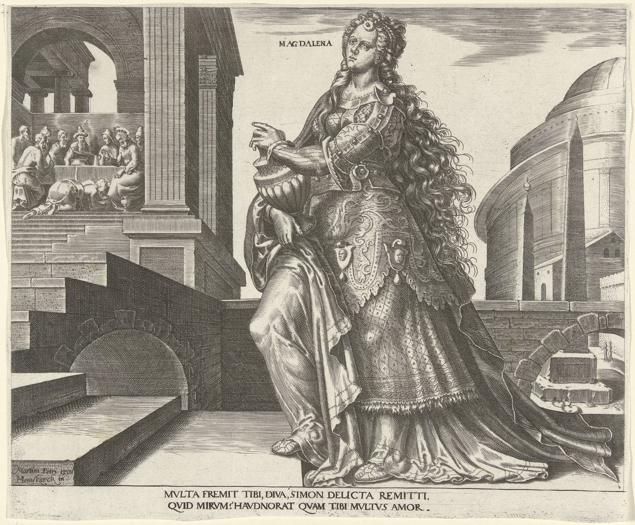 Máří Magdalena Magdalena (titul na objektu) Osm slavných žen ze Starého a Nového zákona (název série) od Philips Galle