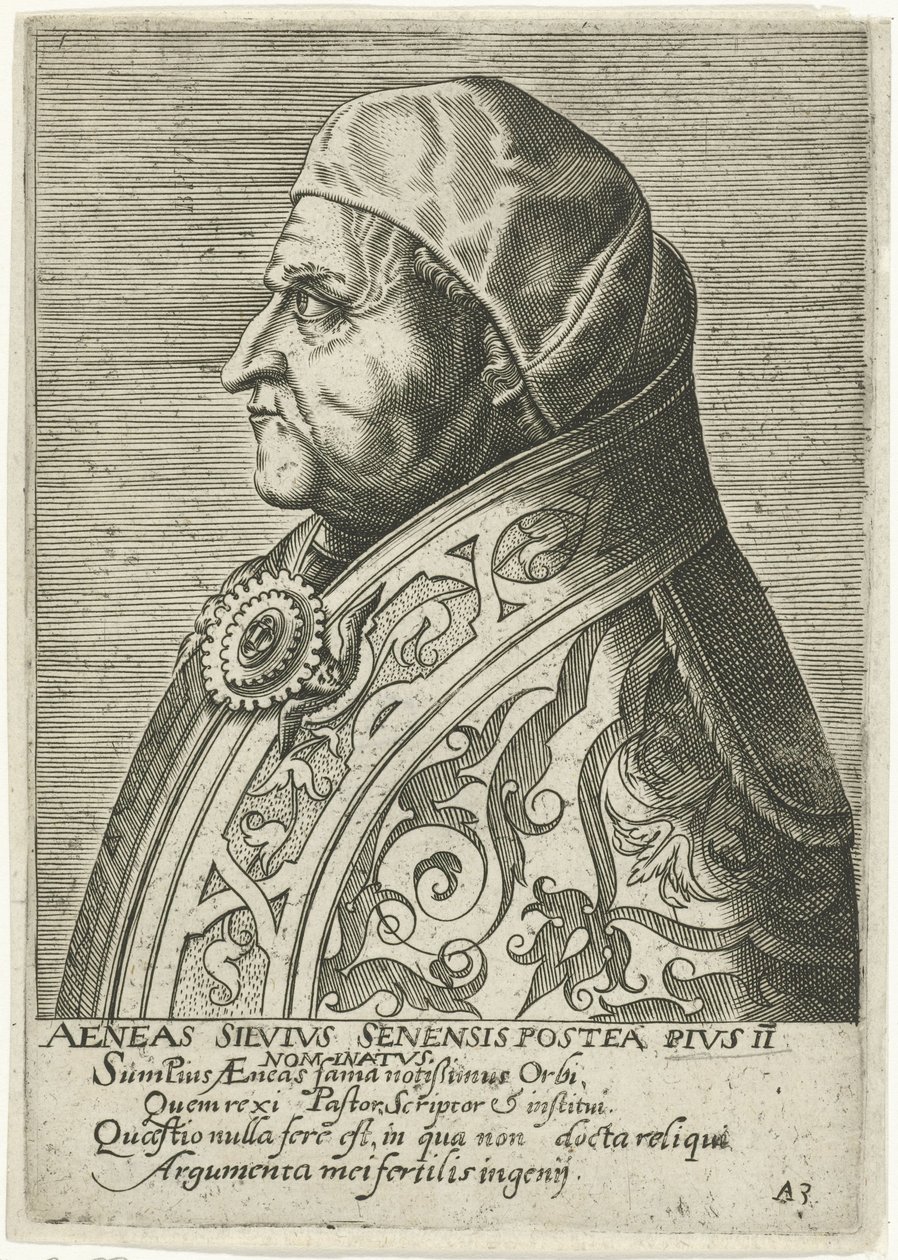 Portrét papeže Pia II. od Philips Galle