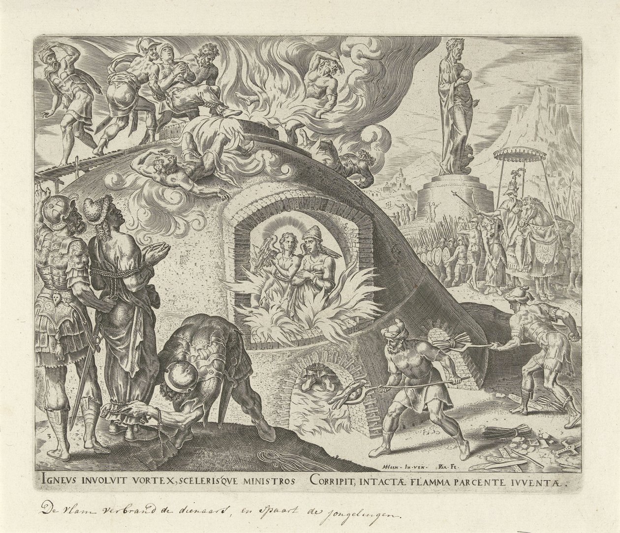 Shadrach, Meshach a Abednego jsou hozeni do ohně Historie Shadracha, Meshacha a Abednega (název série) od Philips Galle