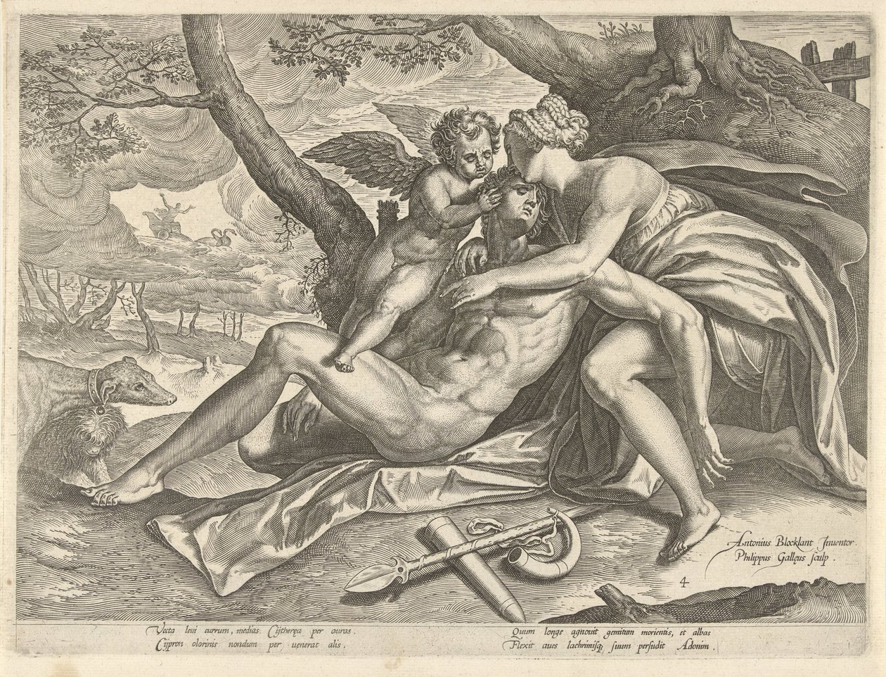 Venuše truchlí nad Adonisovou smrtí Příběh Adonise (název série) od Philips Galle