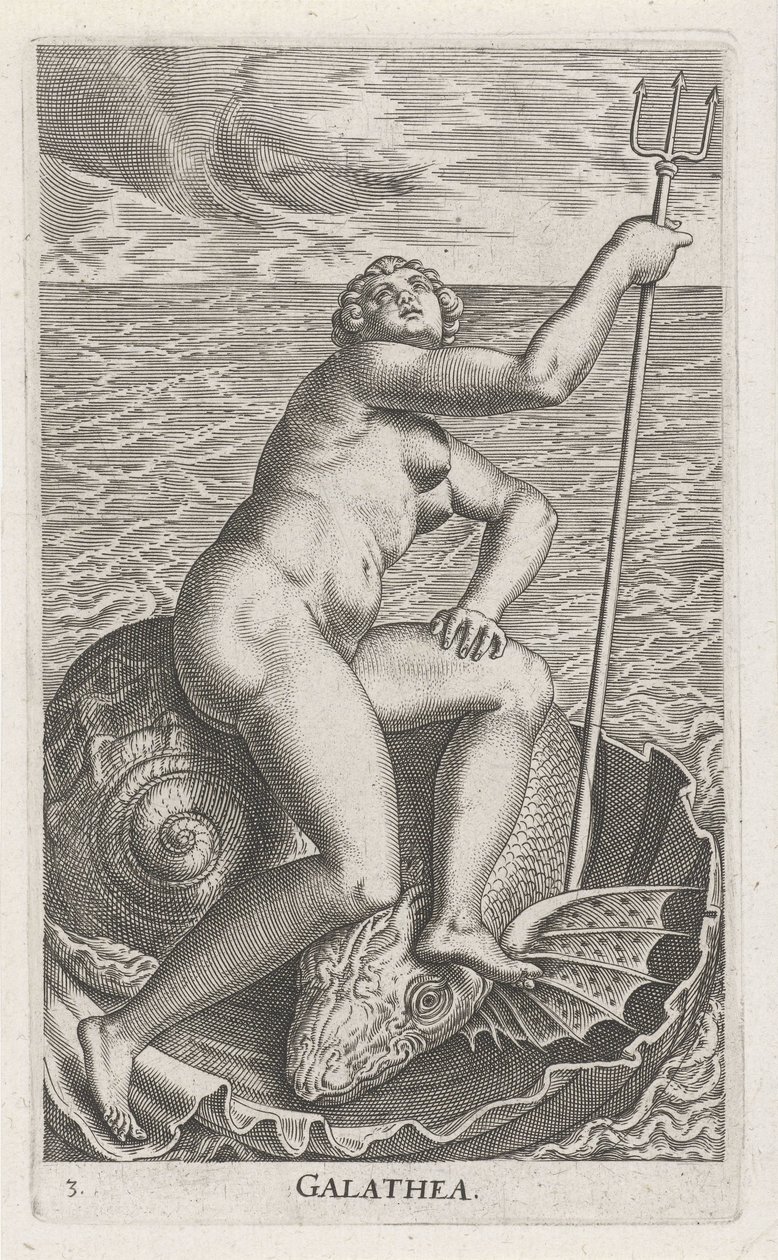 Waternimf Galatea Galatia (název na objektu) Stroom – vodní nymfa (název série) Nympharum oceanitidum, Ephydridum potamidum naiadum (název série) od Philips Galle