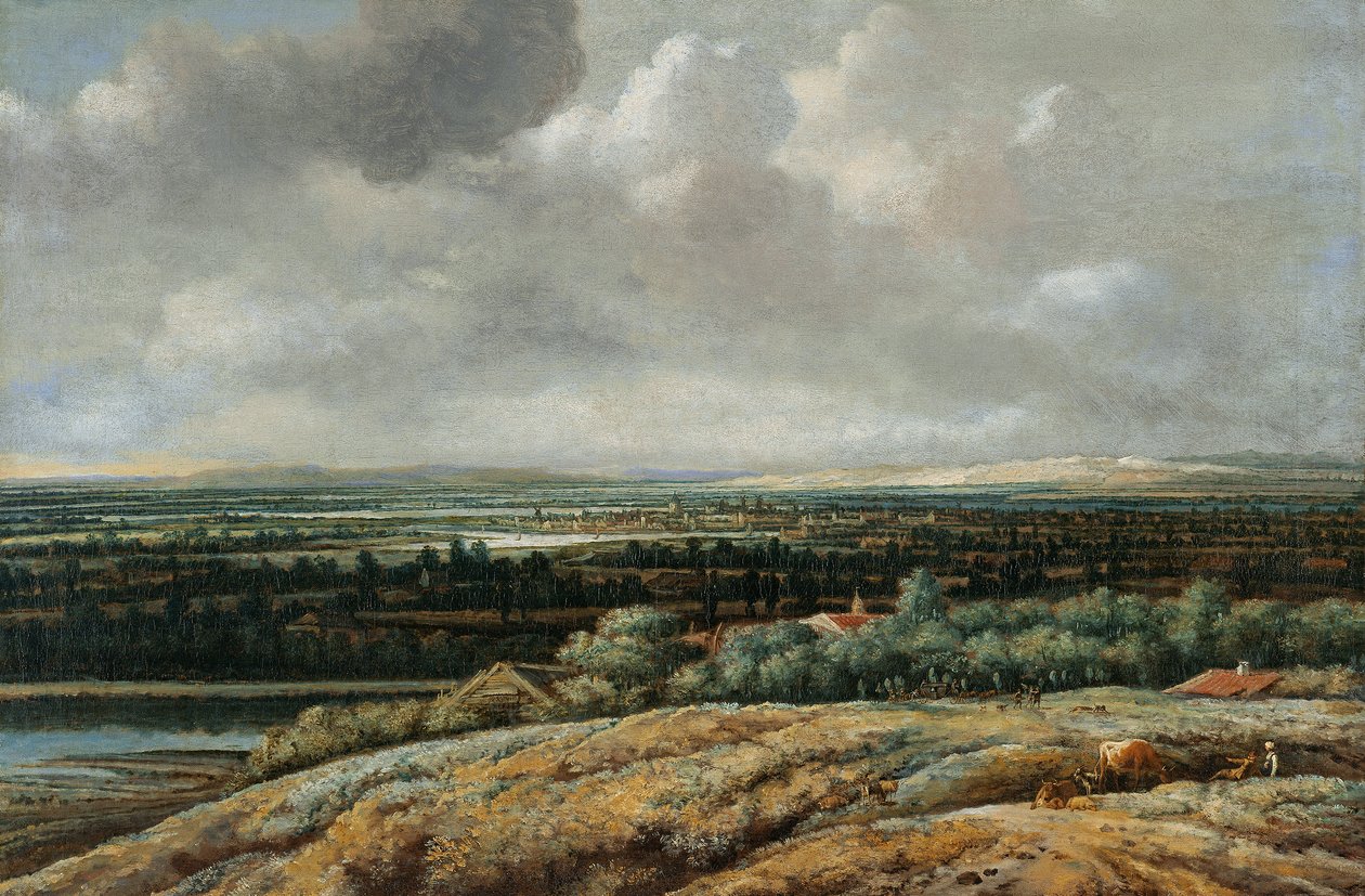 Panoramatická krajina s městem v pozadí od Philips Koninck