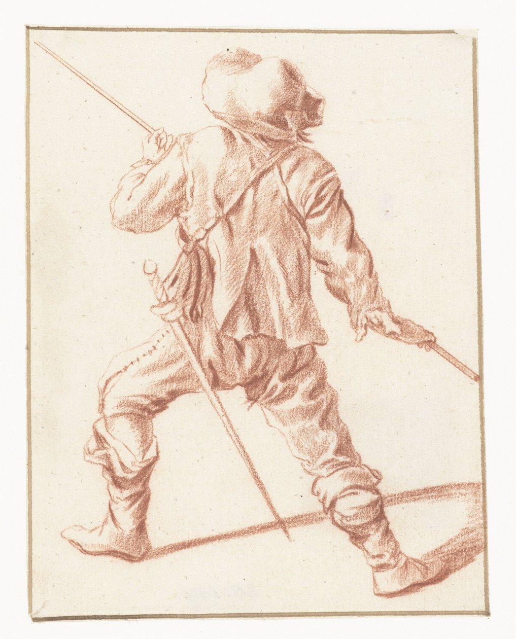 Muž bojuje s kopím, při pohledu zezadu od Philips Wouwerman (copy after)