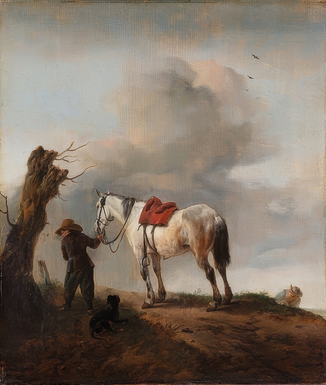 Bílý kůň, plíseň. Kolem roku 1646 od Philips Wouwerman