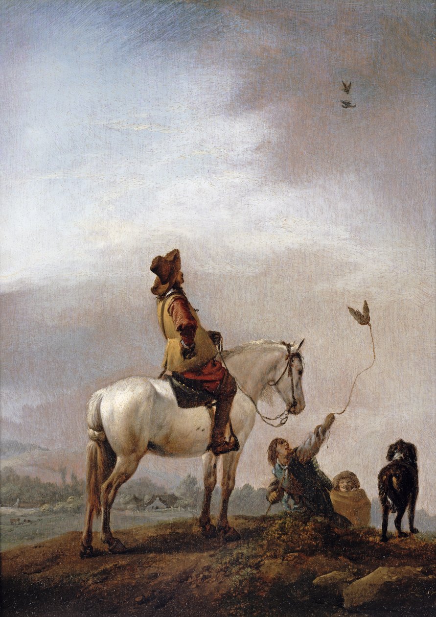 Gentleman na koni sleduje sokolníka od Philips Wouwerman