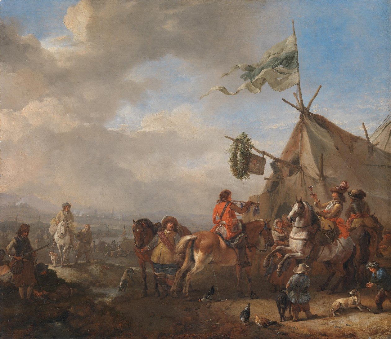Jízda u stánku trhovce od Philips Wouwerman