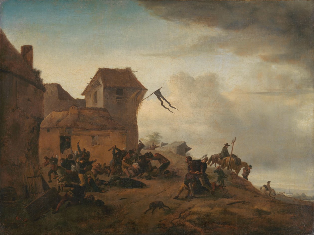 Rolníci bojující poblíž vesnice od Philips Wouwerman
