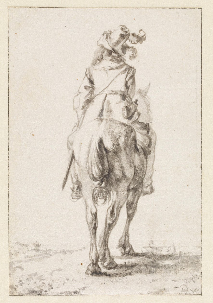Jezdec na koni, viděný zezadu od Philips Wouwerman