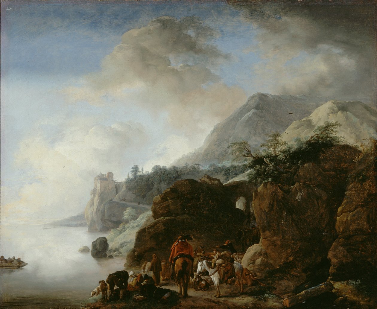 Cestovatelé čekající na trajekt od Philips Wouwerman