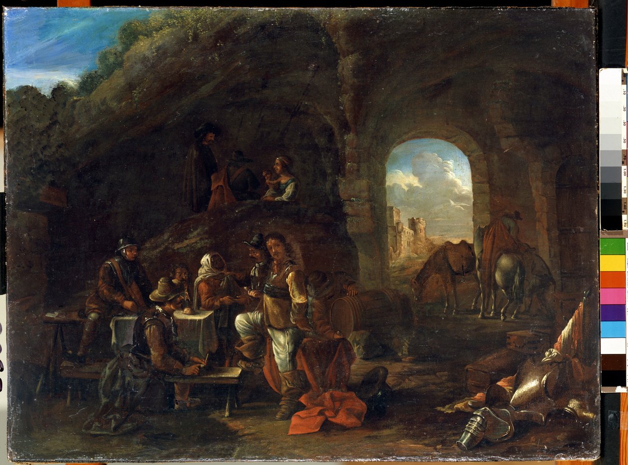 Krčmová scéna. Obraz Philipse Wouwermana (1619-1668). Olej na dřevě, 48 x 63 cm. Nizozemská škola 17. století. Státní muzeum umění M. Ciurlionise, Kaunas (Litva). od Philips Wouwermans or Wouvermans